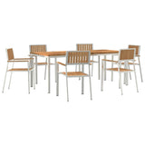 Garden Dining Set 7 pcs Brown Solid teak wood