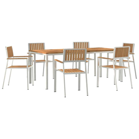 Garden Dining Set 7 pcs Brown Solid teak wood