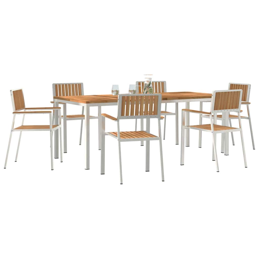 Garden Dining Set 7 pcs Brown Solid teak wood