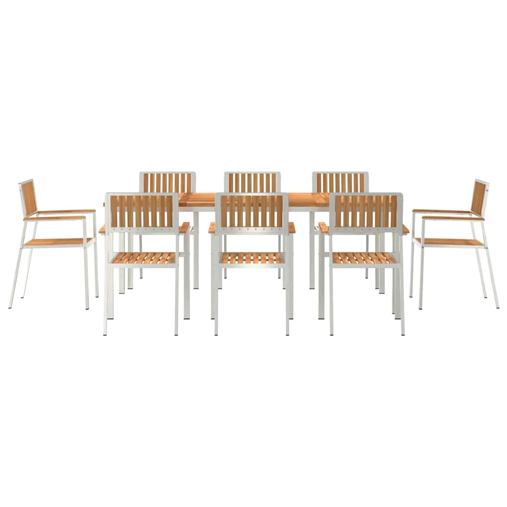 Garden Dining Set 9 pcs Brown Solid teak wood