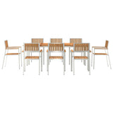 Garden Dining Set 9 pcs Brown Solid teak wood