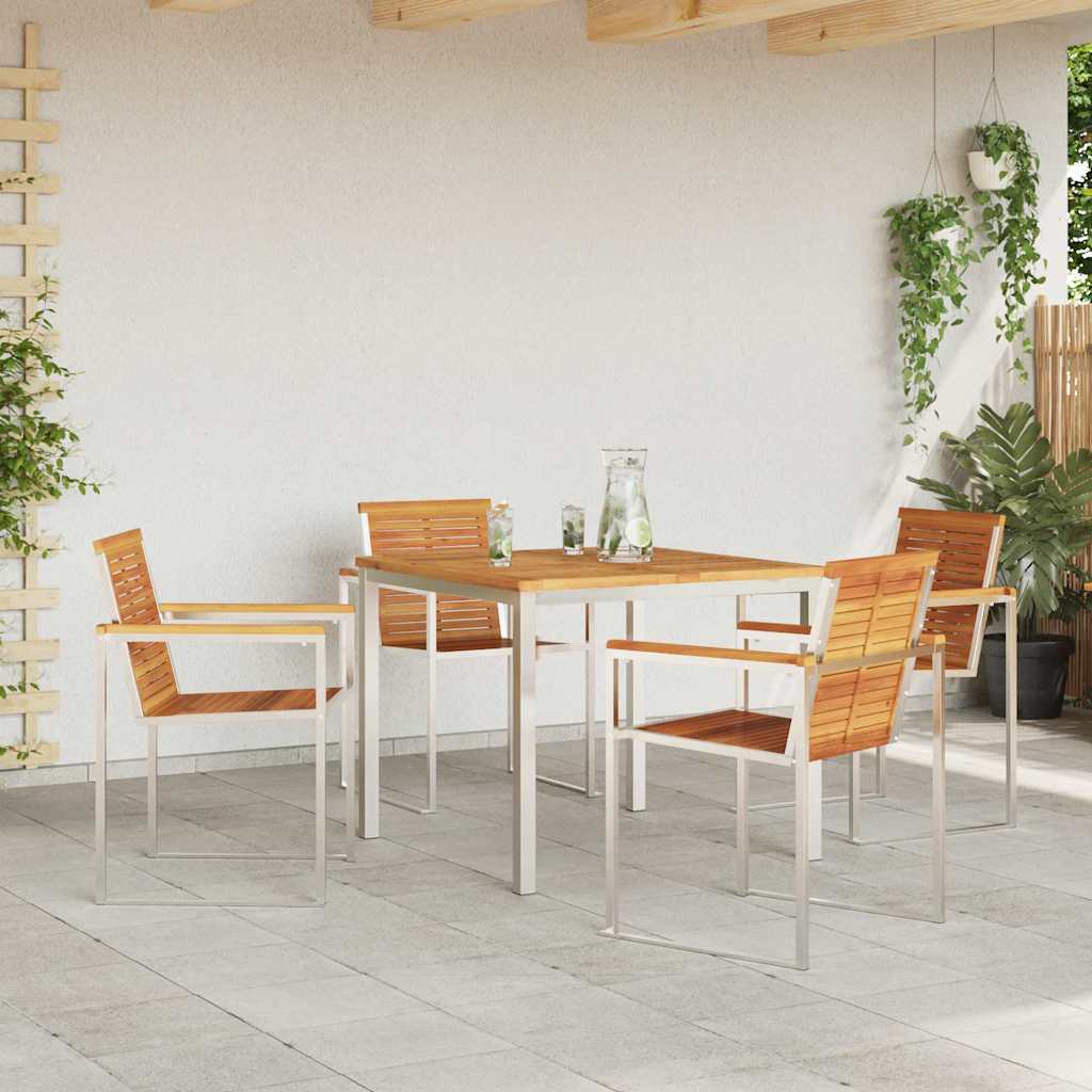 Garden Dining Set 5 pcs Solid Wood Acacia