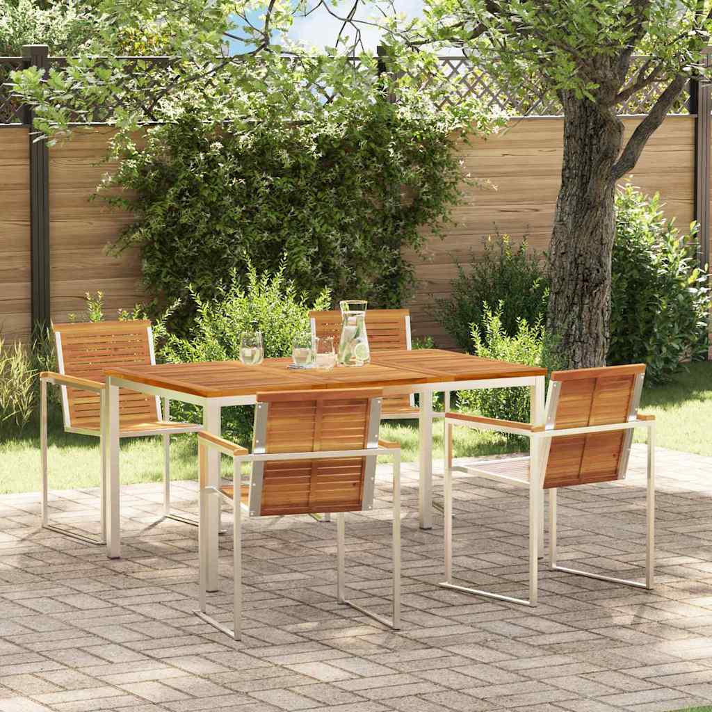 Garden Dining Set 5 pcs Solid Wood Acacia