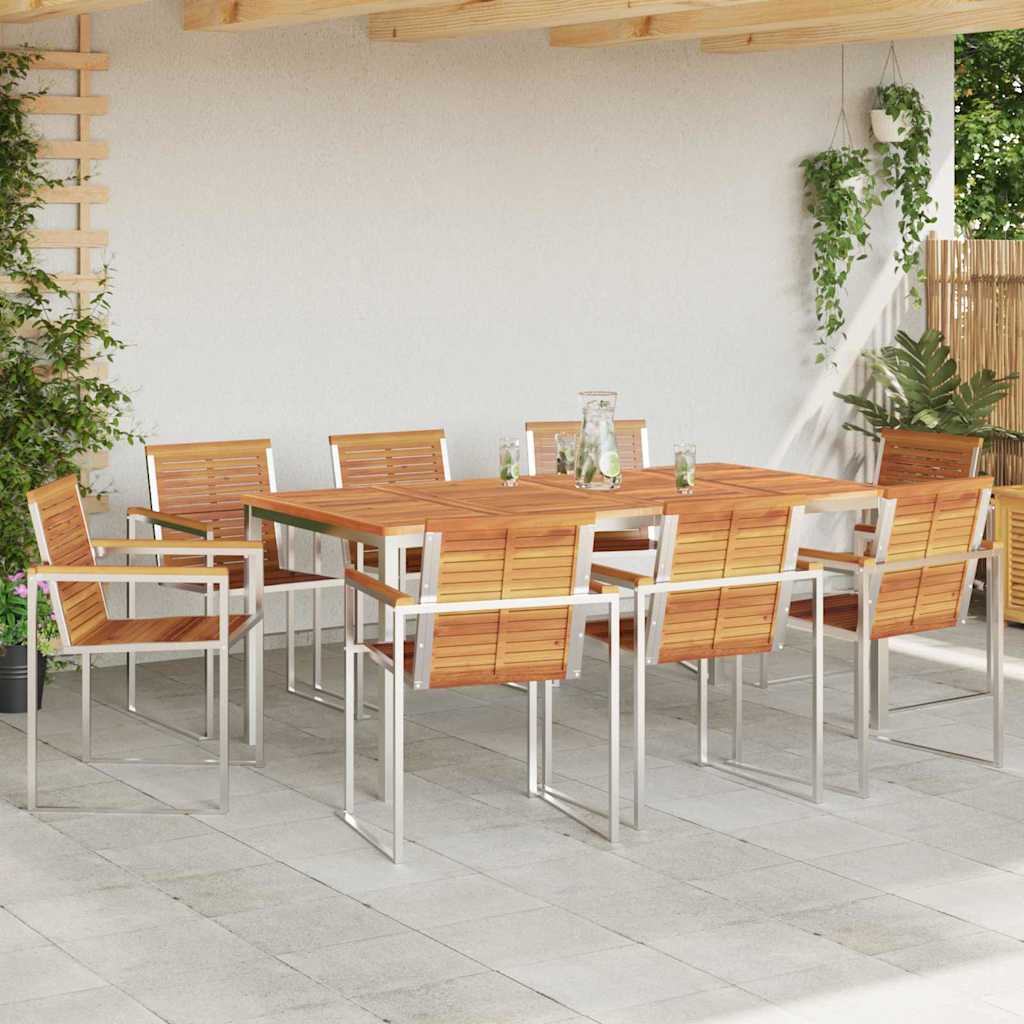 Garden Dining Set 9 pcs Solid Wood Acacia