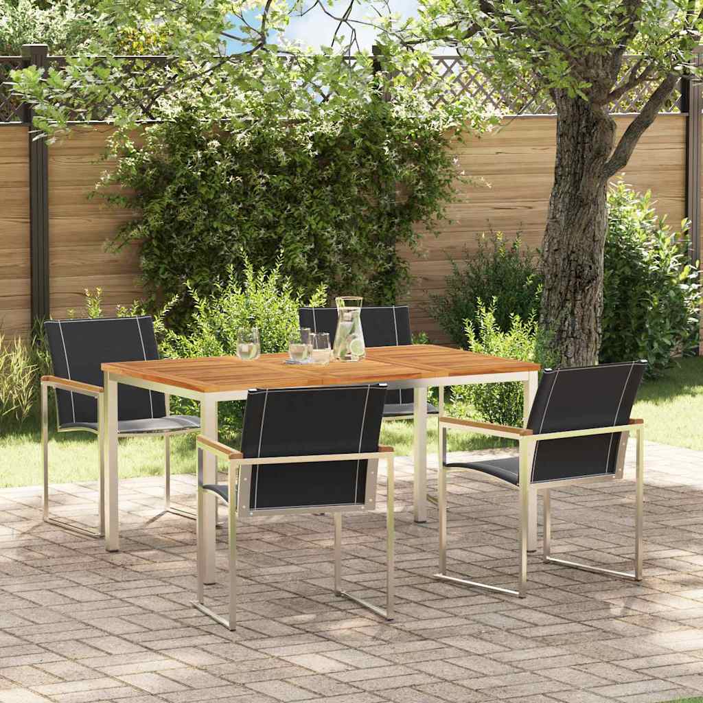 Garden Dining Set 5 pcs Solid Wood Acacia