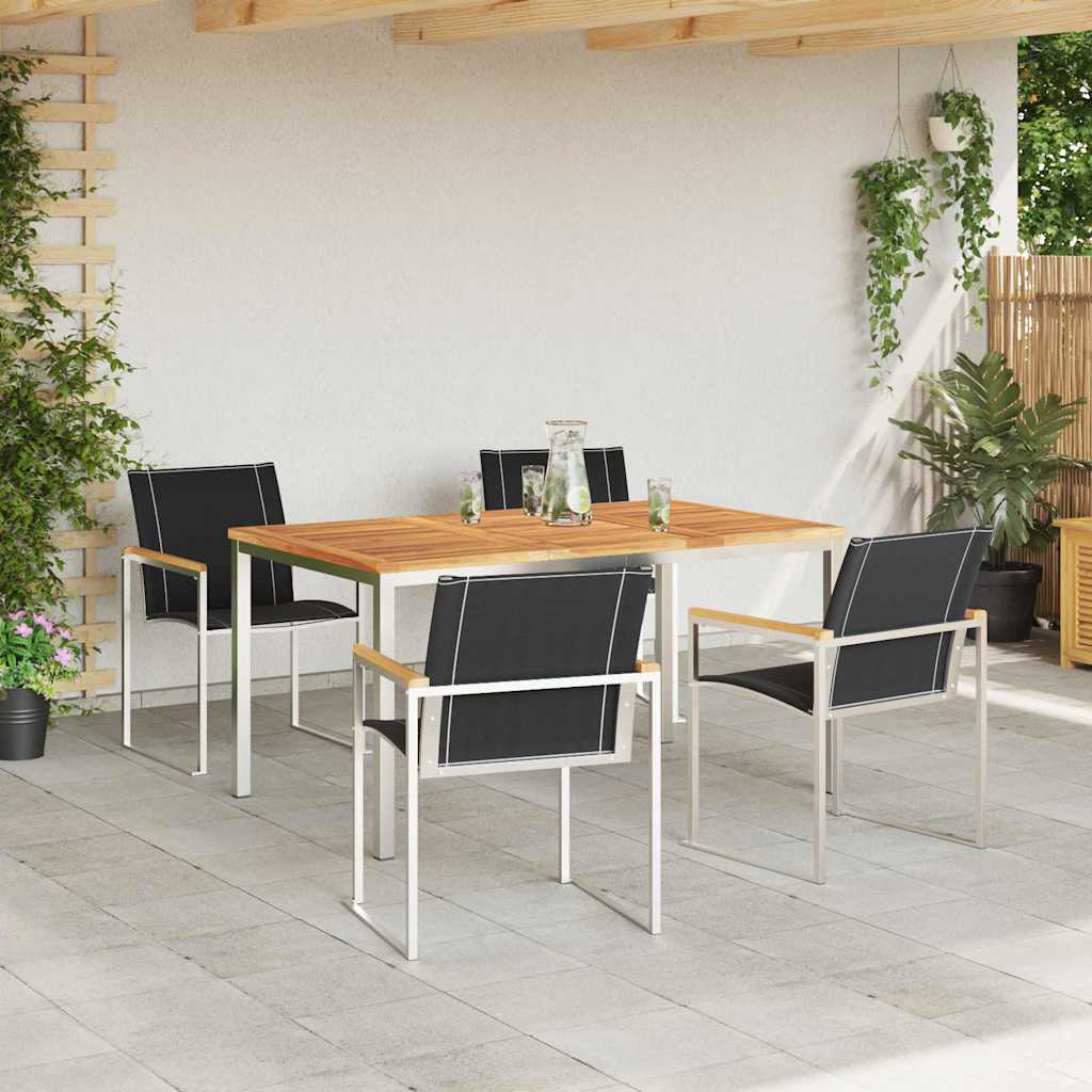 Garden Dining Set 5 pcs Solid Wood Acacia