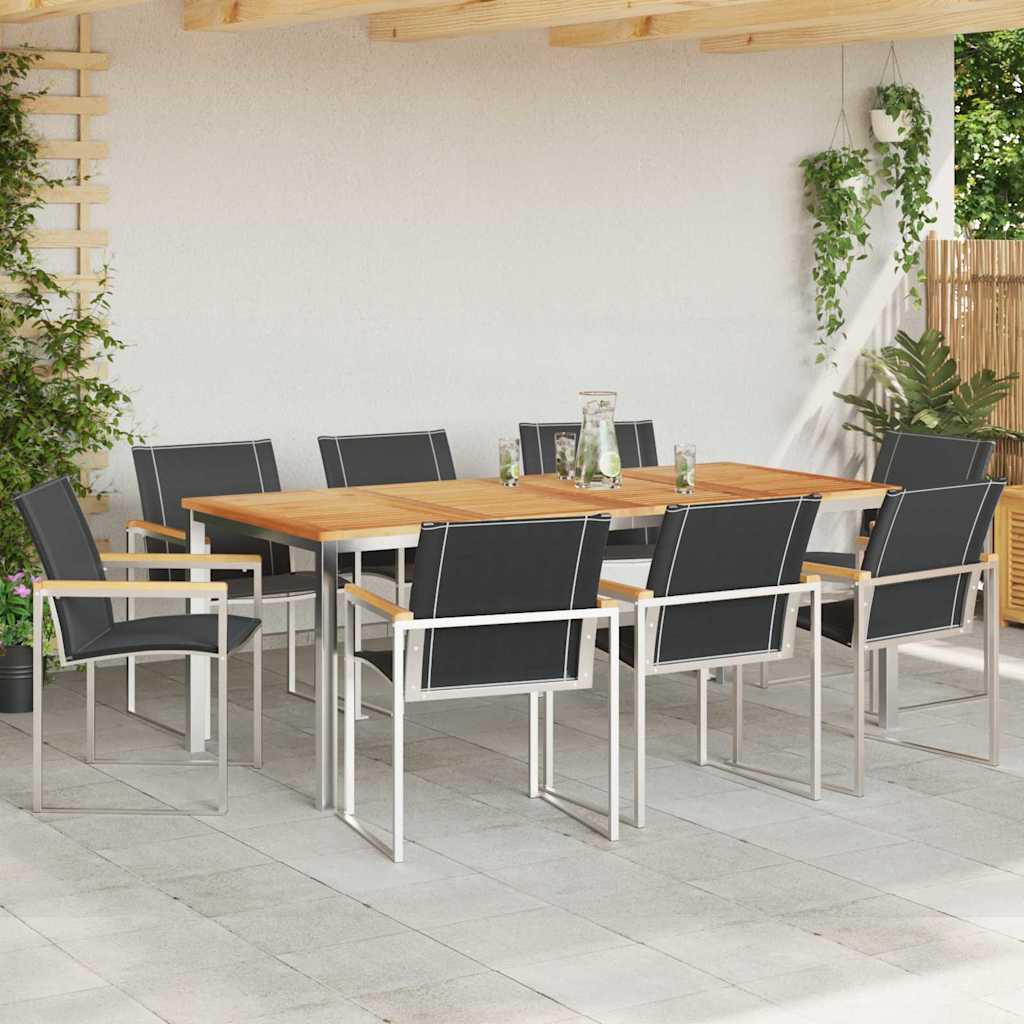 Garden Dining Set 9 pcs Solid Wood Acacia