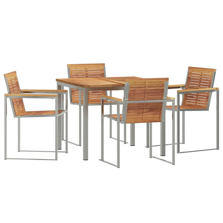 Garden Dining Set 5 pcs Solid Wood Teak