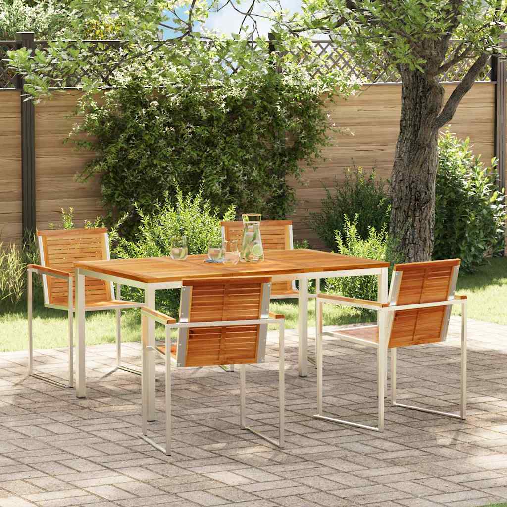 Garden Dining Set 5 pcs Solid Wood Teak