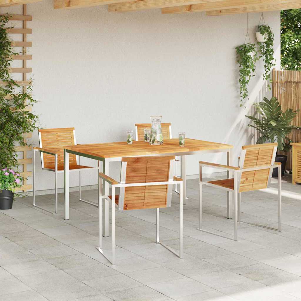 Garden Dining Set 5 pcs Solid Wood Teak