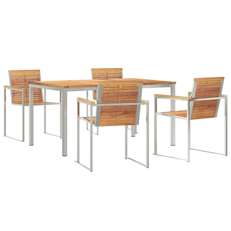 Garden Dining Set 5 pcs Solid Wood Teak