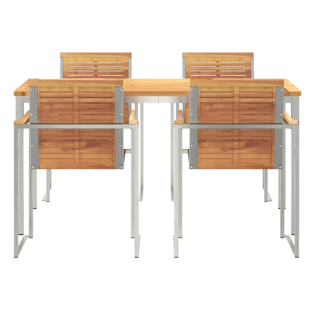 Garden Dining Set 5 pcs Solid Wood Teak