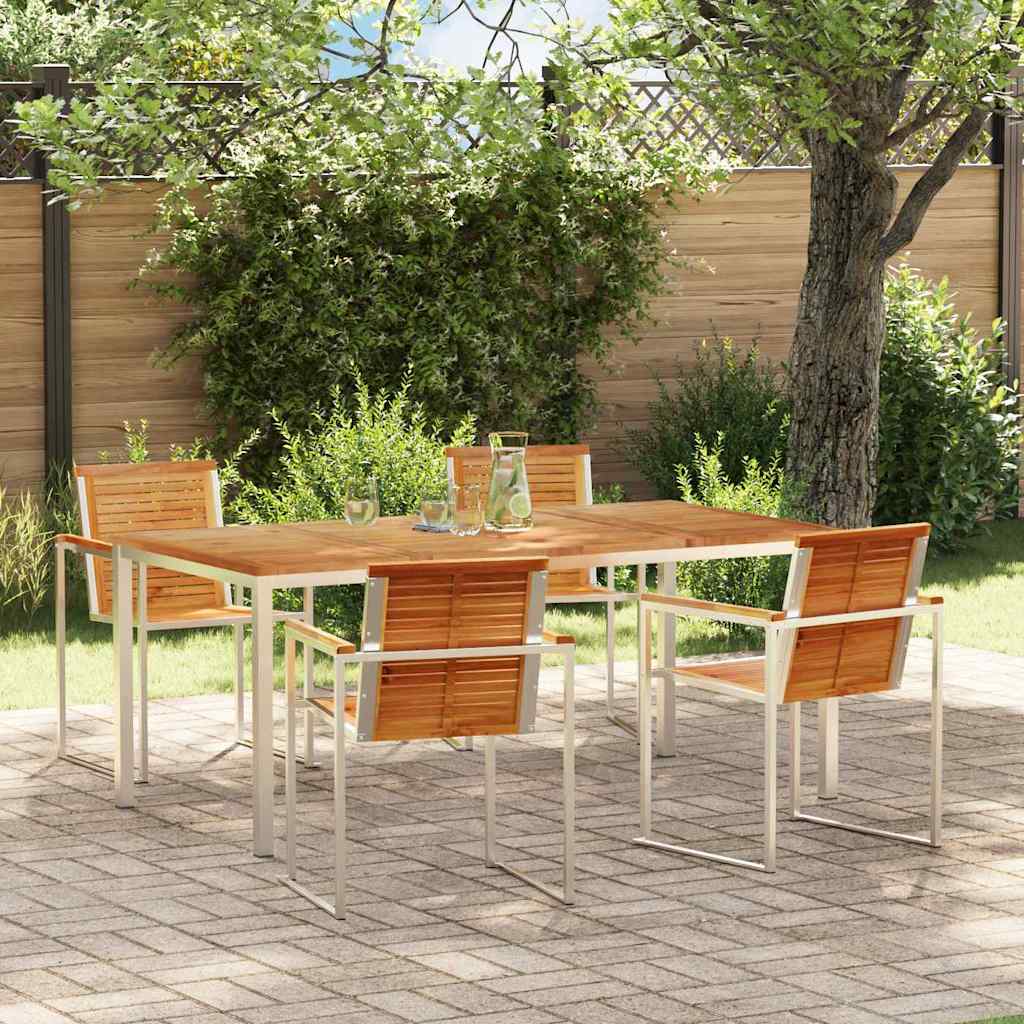 Garden Dining Set 5 pcs Solid Wood Teak