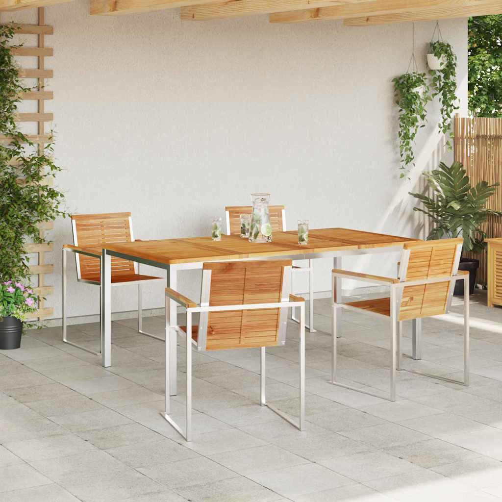 Garden Dining Set 5 pcs Solid Wood Teak