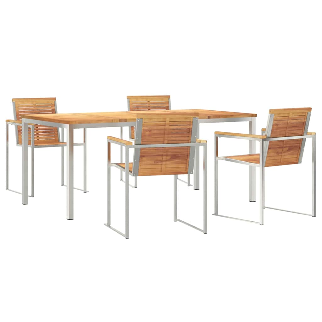 Garden Dining Set 5 pcs Solid Wood Teak