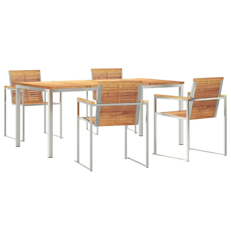 Garden Dining Set 5 pcs Solid Wood Teak