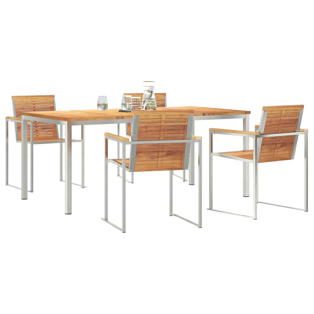Garden Dining Set 5 pcs Solid Wood Teak