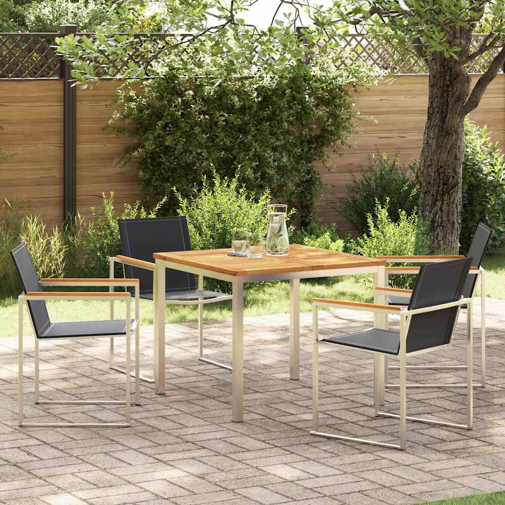 Garden Dining Set 5 pcs Solid Wood Teak