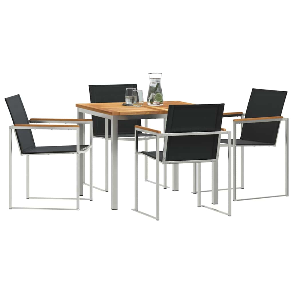 Garden Dining Set 5 pcs Solid Wood Teak