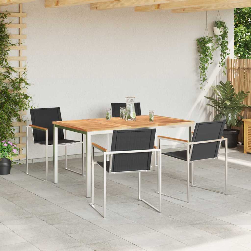 Garden Dining Set 5 pcs Solid Wood Teak