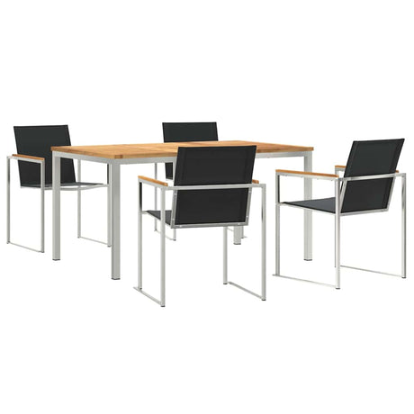 Garden Dining Set 5 pcs Solid Wood Teak