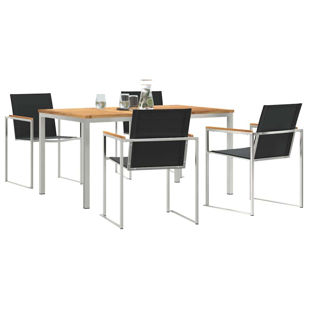 Garden Dining Set 5 pcs Solid Wood Teak