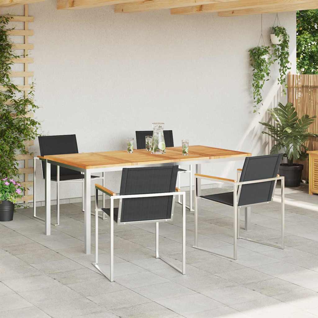 Garden Dining Set 5 pcs Solid Wood Teak