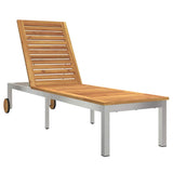 Sun Loungers 2 pcs with Table 3 pcs Brown Solid acacia wood
