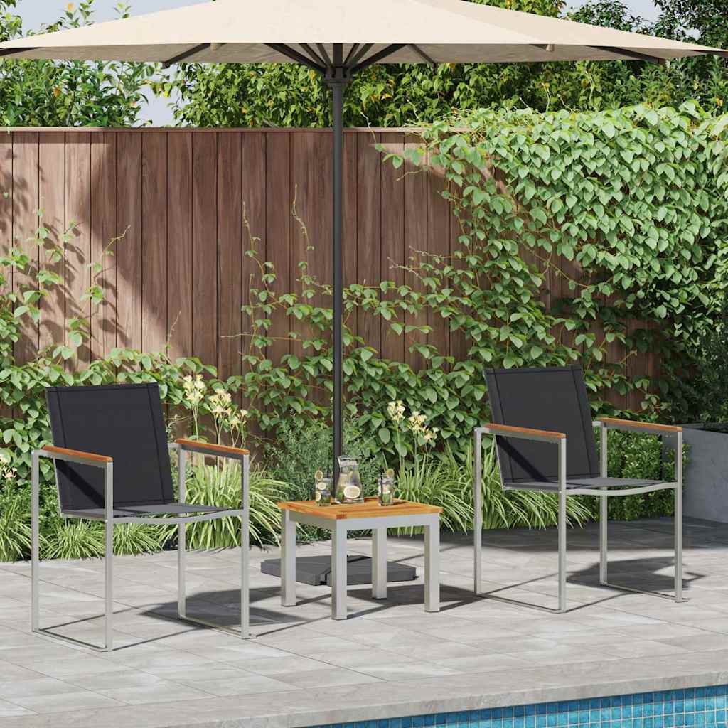 Outdoor Dining Set 3 pcs Brown and Black Solid Acacia wood