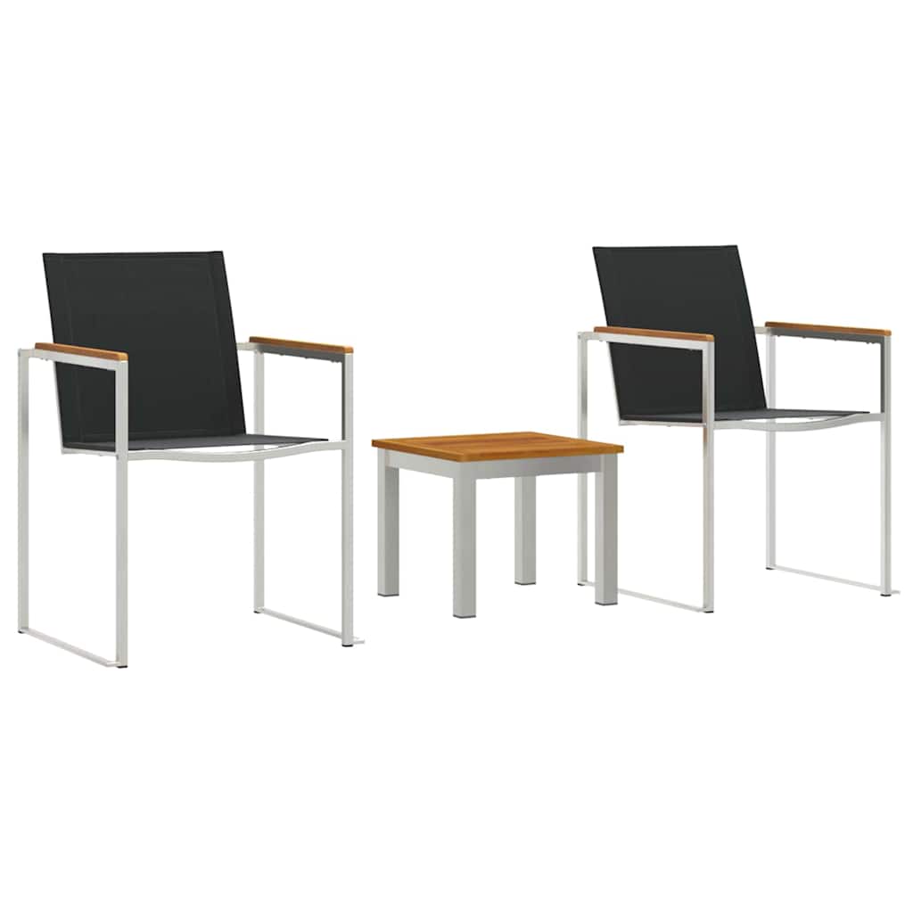 Outdoor Dining Set 3 pcs Brown and Black Solid Acacia wood