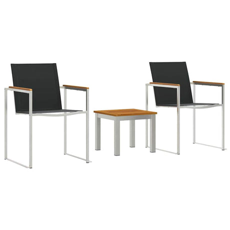 Outdoor Dining Set 3 pcs Brown and Black Solid Acacia wood