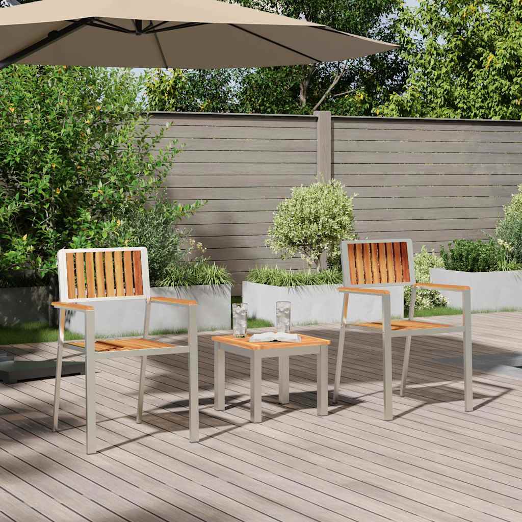 Garden Dining Set with Cushion 3 pcs Brown Solid Acacia wood