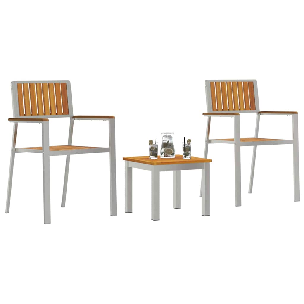 Garden Dining Set with Cushion 3 pcs Brown Solid Acacia wood