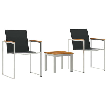 Outdoor Dining Set 3 pcs Brown and Black Solid teak wood