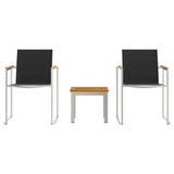 Outdoor Dining Set 3 pcs Brown and Black Solid teak wood