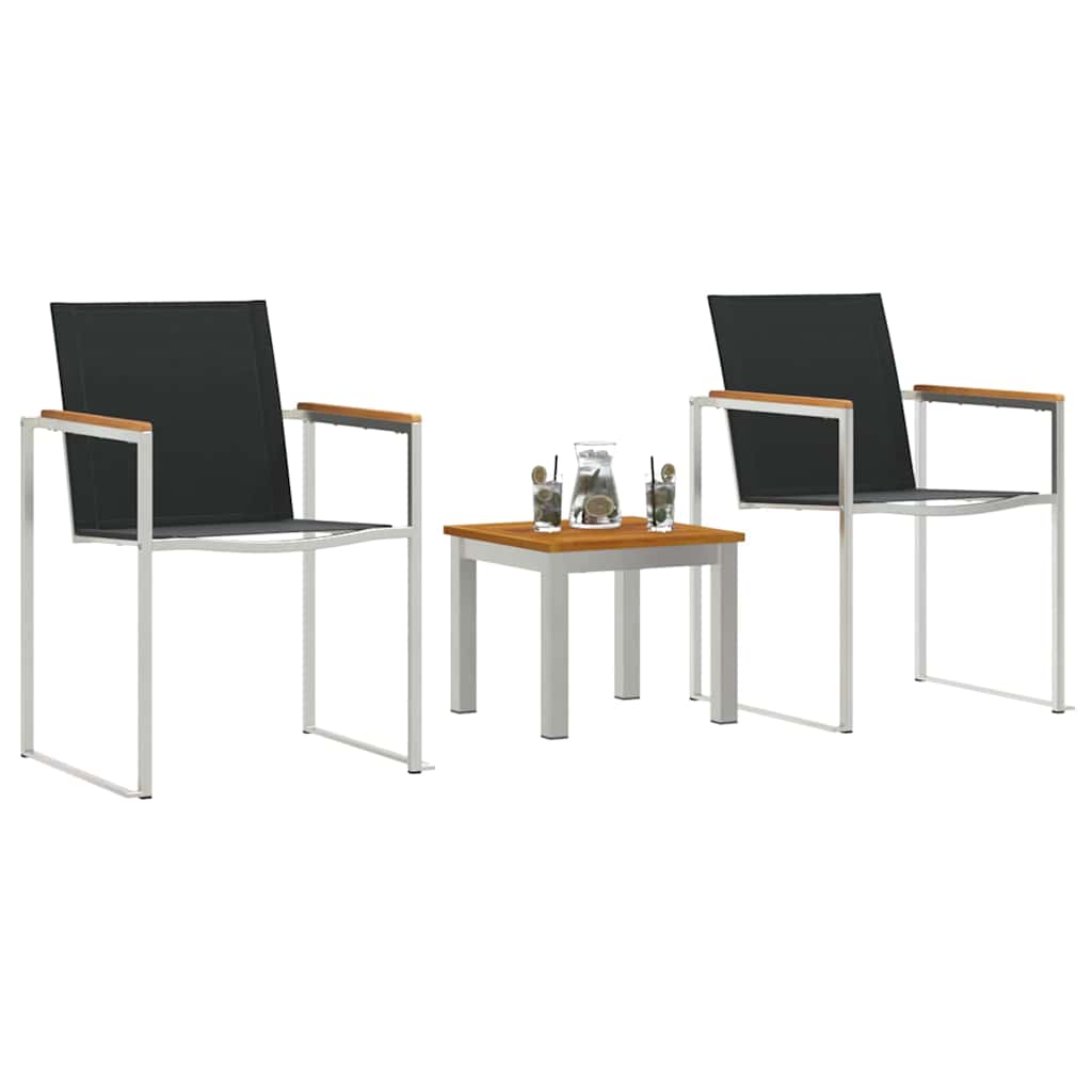 Outdoor Dining Set 3 pcs Brown and Black Solid teak wood