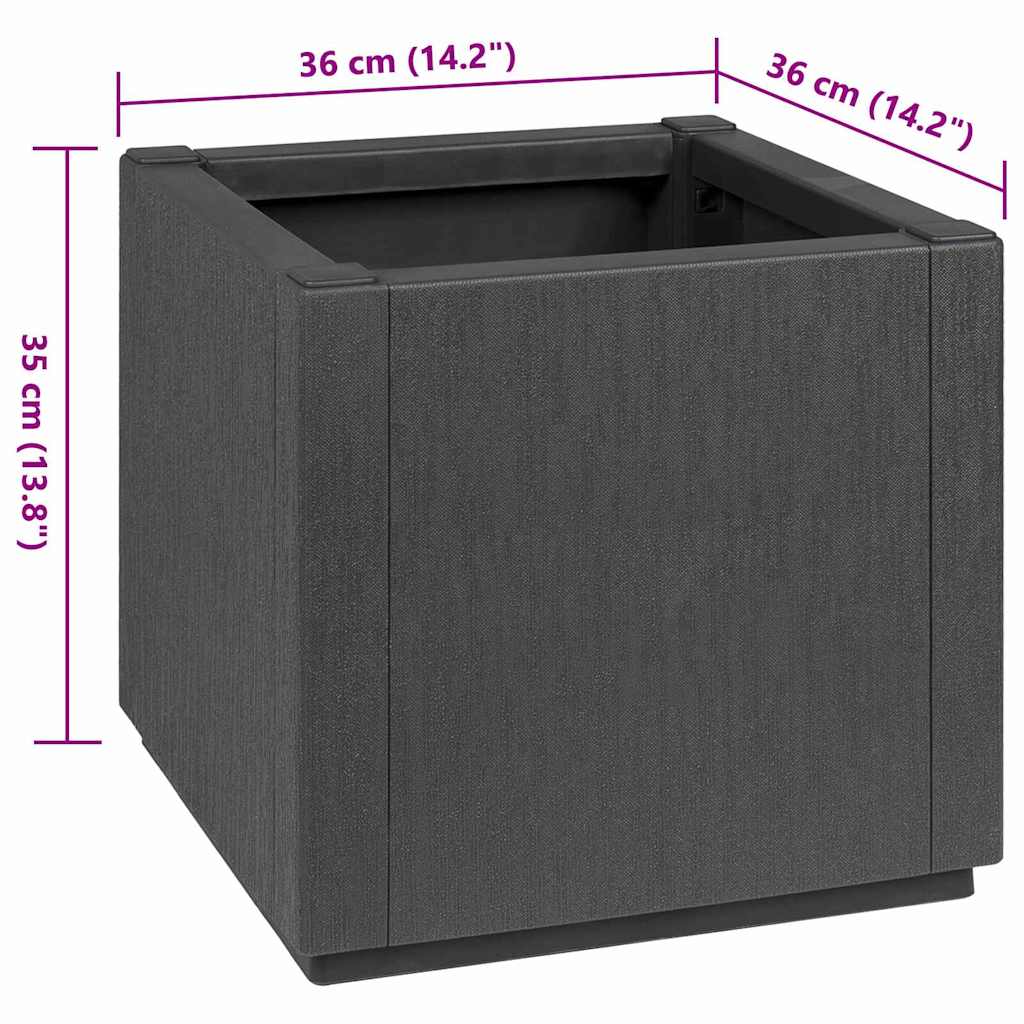 Garden Planter Anthracite 36 x 36 x 35 cm Polypropylene
