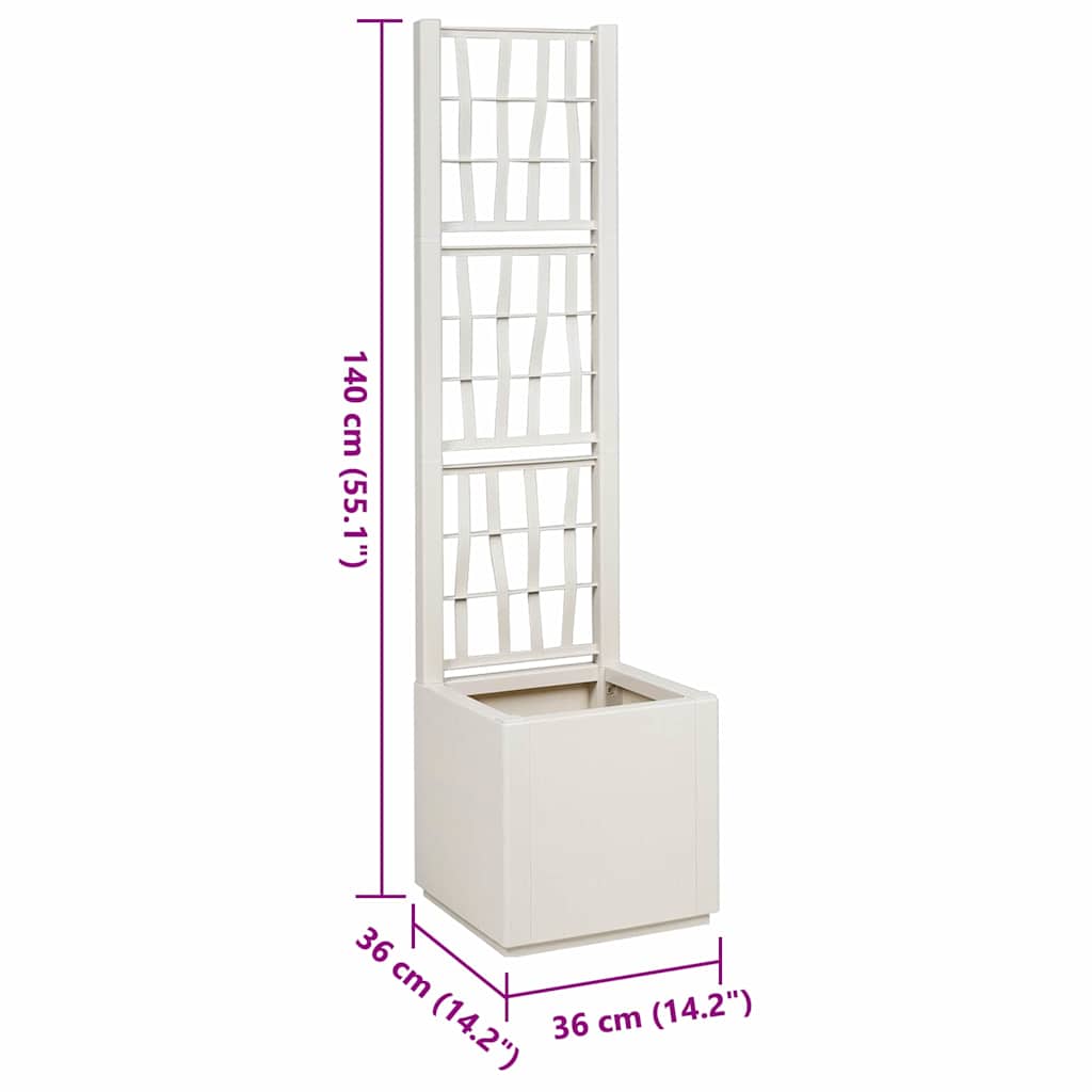 Garden Planter White 36 x 36 x 140 cm Polypropylene