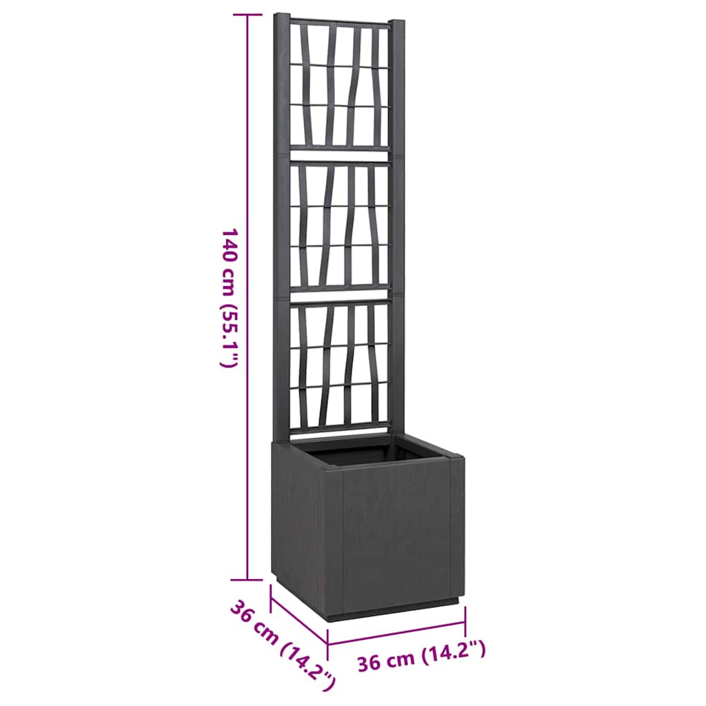 Garden Planter Anthracite 36 x 36 x 140 cm Polypropylene