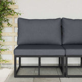 Outdoor Furniture with Cushion with Pillow Black Aluminium