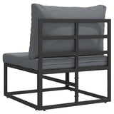 Outdoor Furniture with Cushion with Pillow Black Aluminium
