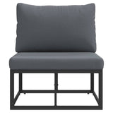 Outdoor Furniture with Cushion with Pillow Black Aluminium