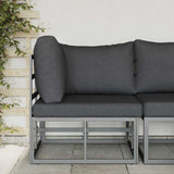 Outdoor Furniture with Cushion with Pillow Black Aluminium
