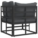 Outdoor Furniture with Cushion with Pillow Black Aluminium