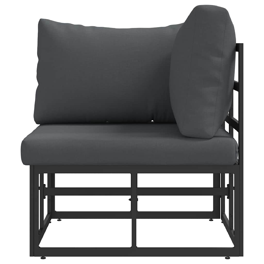 Outdoor Furniture with Cushion with Pillow Black Aluminium