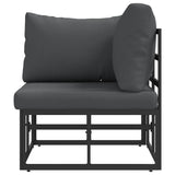 Outdoor Furniture with Cushion with Pillow Black Aluminium