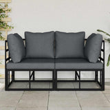 Outdoor Furniture with Cushion with Pillow Black Aluminium