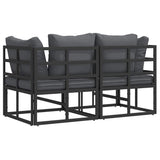 Outdoor Furniture with Cushion with Pillow Black Aluminium