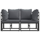 Outdoor Furniture with Cushion with Pillow Black Aluminium