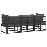Outdoor Furniture with Cushion with Pillow Black Aluminium